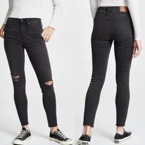 Madewell Black Raw destructed-Hem 9" High-Rise Skinny Size 31